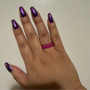 Pink Thin Band Jade Ring